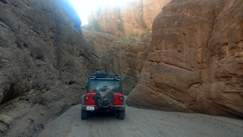 Driving Through Maggie Slot Canyon